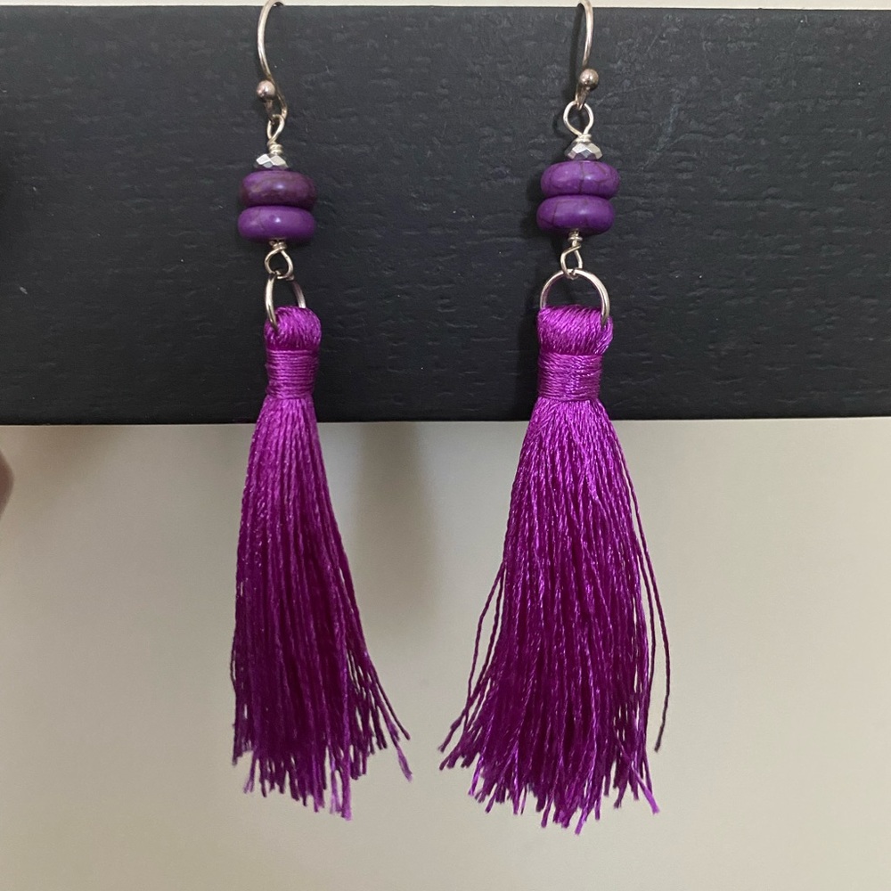 Barse Magnesite Tassel Earrings